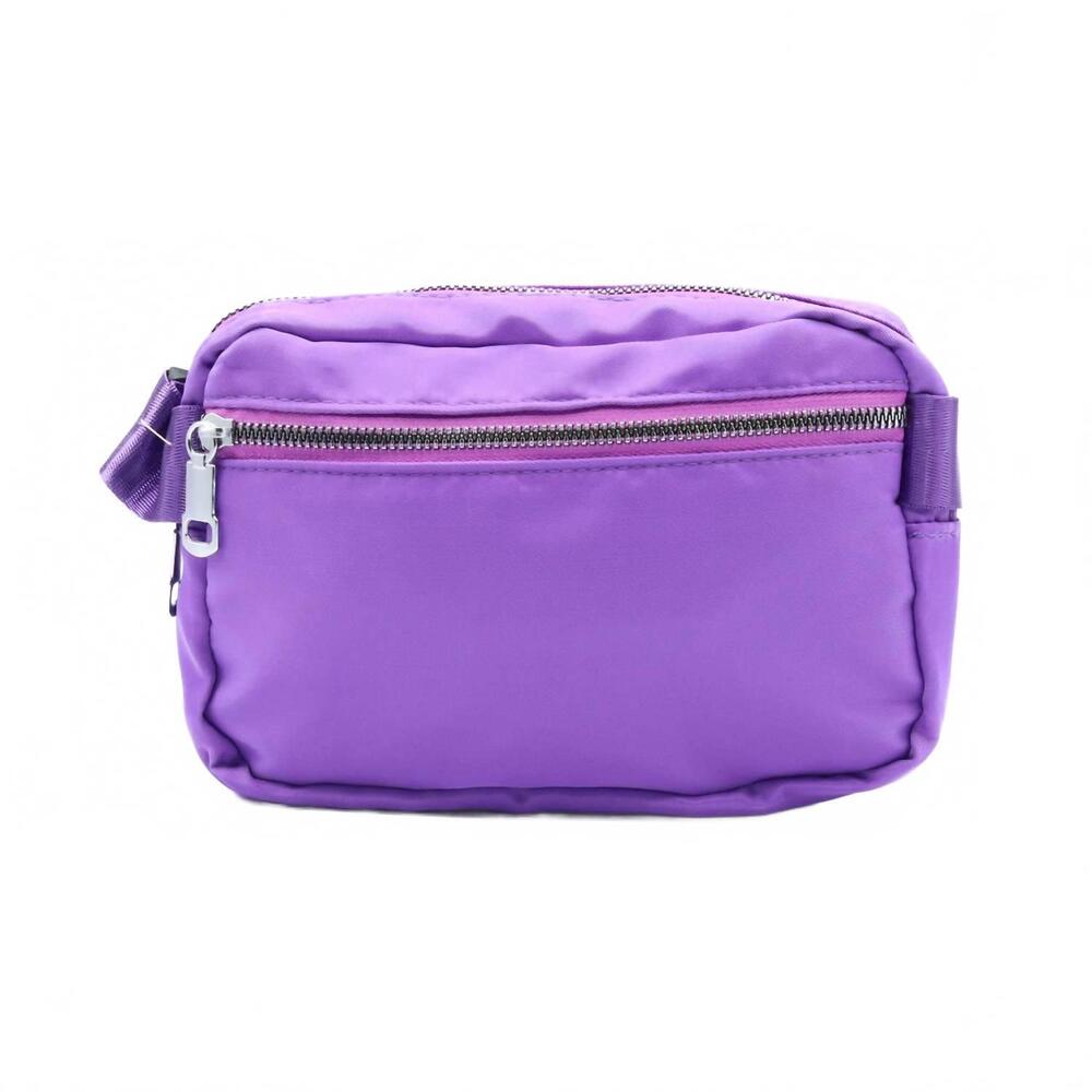 NEW SELINI NEW YORK women's nylon rectangle belt & crossbody sling bag in purple